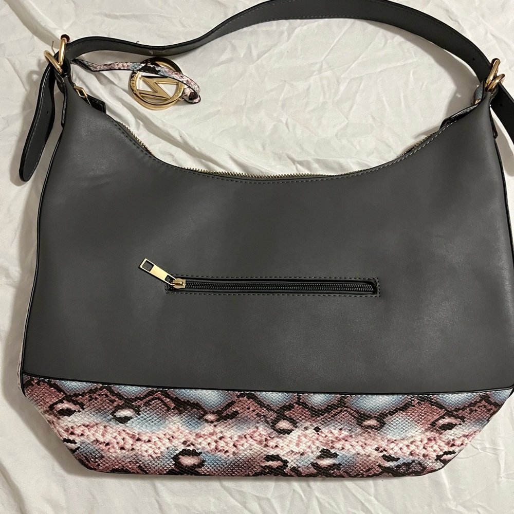 Mia K. Collection Gray and Pink Snake Print Women's Bag